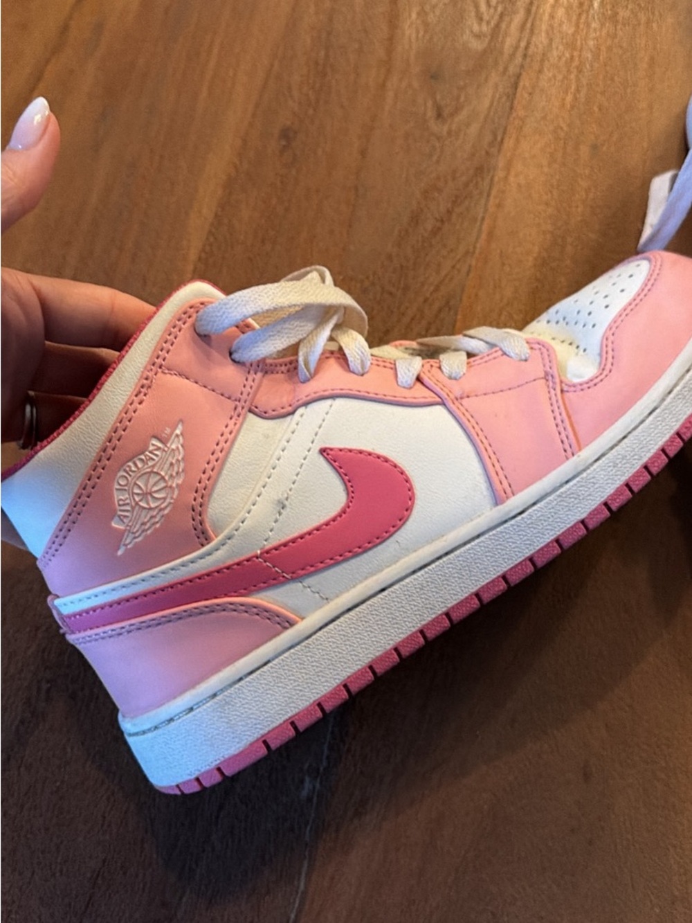 Nike Kids Pink and White Mid-Top Sneakers